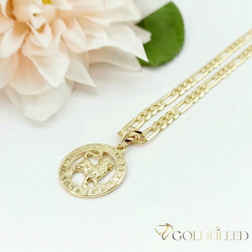 Antialergický náhrdelník Goldfilled 45cm / 4mm + prívesok Lev 14K farba