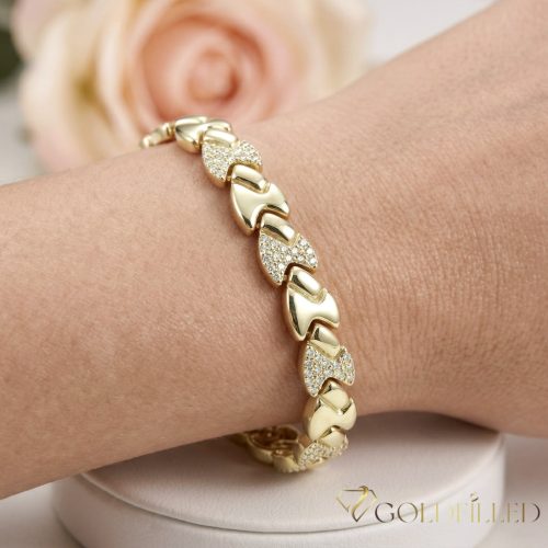 Antialergénny pozlátený náramok „Goldfilled“, dĺžka 17 cm a šírka 8 mm, farba 14K