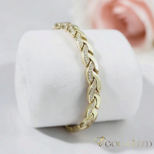 Antialergénny pozlátený náramok „Goldfilled“, dĺžka 19 cm a šírka 7 mm, farba 14K