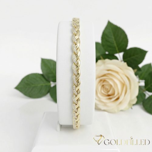 Antialergénny pozlátený náramok „Goldfilled“, dĺžka 19 cm a šírka 7 mm, farba 14K