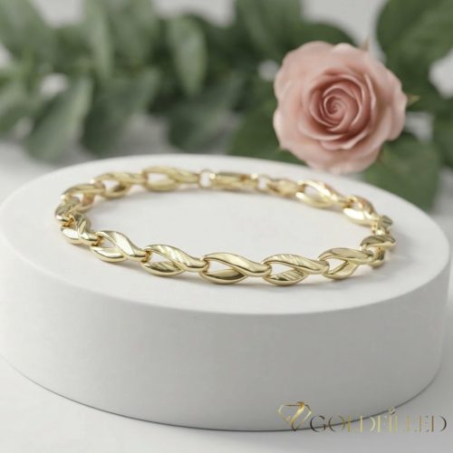 Antialergénny pozlátený náramok „Goldfilled“, dĺžka 17 cm a šírka 6 mm, farba 14K