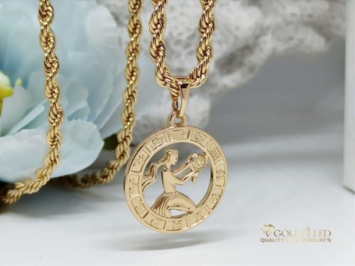 Antialergický náhrdelník Goldfilled 55cm / 3mm + prívesok panna 18K farba