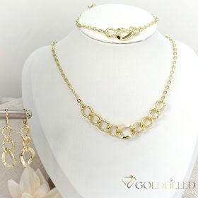   Antialergénny Goldfilled Náhrdelník 45cm/3-12mm + Náramok 17-20cm + Náušnice, farba 14K