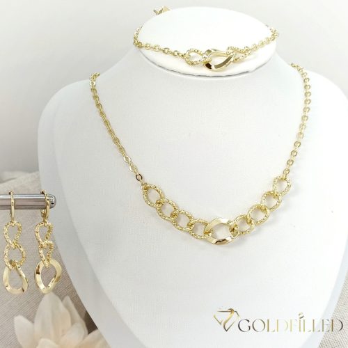 Antialergénny Goldfilled Náhrdelník 45cm/3-12mm + Náramok 17-20cm + Náušnice, farba 14K