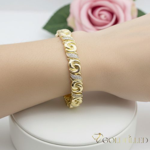Antialergénny pozlátený náramok „Goldfilled“, dĺžka 19 cm a šírka 9 mm, farba 14K