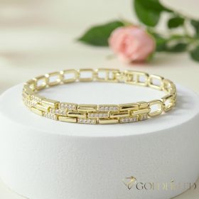   Antialergénny pozlátený náramok „Goldfilled“, dĺžka 17 cm a šírka 6 mm, farba 14K