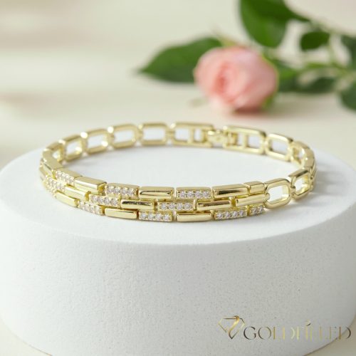Antialergénny pozlátený náramok „Goldfilled“, dĺžka 17 cm a šírka 6 mm, farba 14K