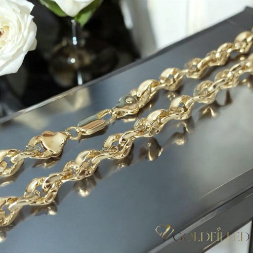 Goldfilled Antialergénny Luxusný Náhrdelník 45cm Dlhý a 7mm Široký Farba 14K