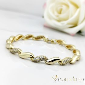   Antialergénny pozlátený náramok „Goldfilled“, dĺžka 17 cm a šírka 5 mm, farba 14K