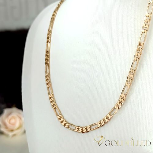 Antialergický pozlátený "Figaro" náhrdelník „Goldfilled“, vo viacerých veľkostiach a 4 mm  hrubý, 18K farba