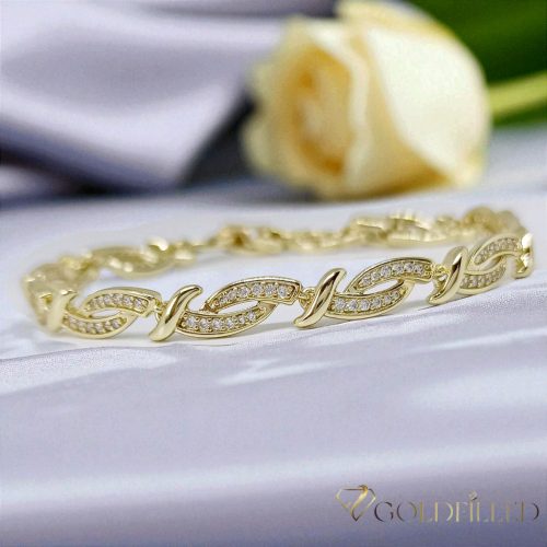 Antialergénny pozlátený náramok „Goldfilled“, dĺžka 17 cm a šírka 6mm, farba 14K