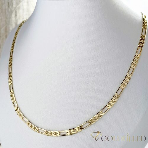 Antialergický pozlátený "Figaro" náhrdelník „Goldfilled“, vo viacerých veľkostiach a 4 mm  hrubý, 14K farba