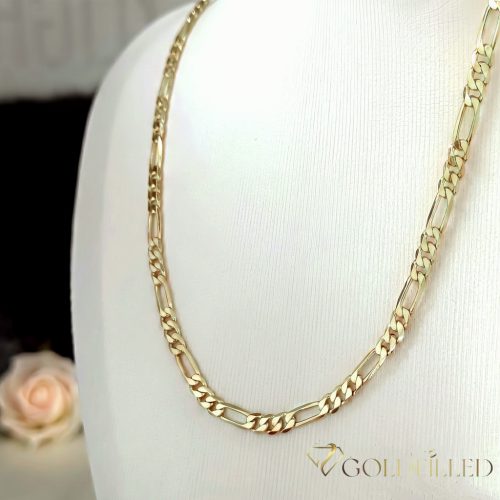 Antialergický pozlátený "Figaro" náhrdelník „Goldfilled“, vo viacerých veľkostiach a 4 mm  hrubý, 14K farba