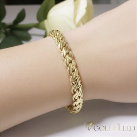   Antialergénny pozlátený náramok „Goldfilled“, dĺžka 17,5 cm a šírka 7mm, farba 14K