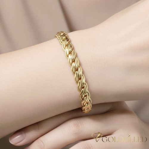 Antialergénny pozlátený náramok „Goldfilled“, dĺžka 17,5 cm a šírka 7mm, farba 14K