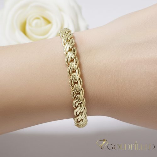 Antialergénny pozlátený náramok „Goldfilled“, dĺžka 17,5 cm a šírka 7mm, farba 14K
