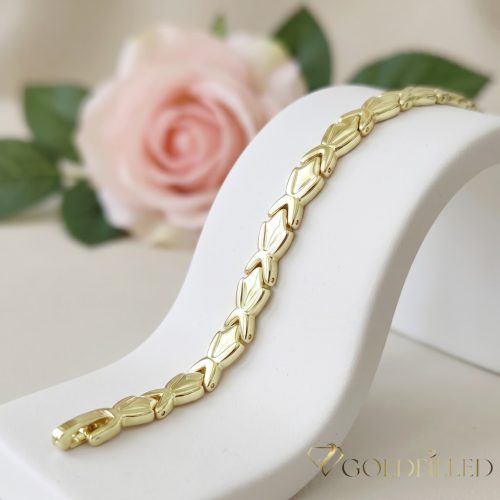 Antialergénny pozlátený náramok „Goldfilled“, dĺžka 19 cm a šírka 7 mm, farba 14K