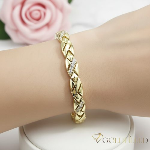 Antialergénny pozlátený náramok „Goldfilled“, dĺžka 19 cm a šírka 7 mm, farba 14K