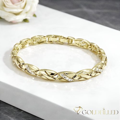 Antialergénny pozlátený náramok „Goldfilled“, dĺžka 19 cm a šírka 7 mm, farba 14K