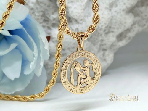 Antialergický náhrdelník Goldfilled 55cm / 3mm + prívesok vodnár 18K farba