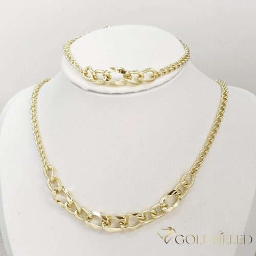 Antialergénny Goldfilled Náhrdelník 45cm/3-10mm + Náramok 17-20cm , farba 14K