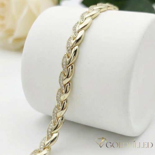 Antialergénny pozlátený náramok „Goldfilled“, dĺžka 17 cm a šírka 7 mm, farba 14K