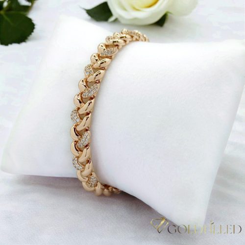 Antialergénny pozlátený náramok „Goldfilled“, dĺžka 19 cm a šírka 8 mm, farba 18K