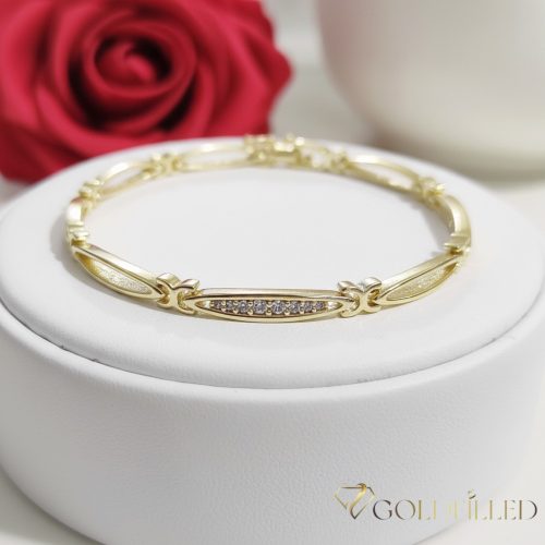 Antialergénny pozlátený náramok „Goldfilled“, dĺžka 19 cm a šírka 4 mm, farba 14K