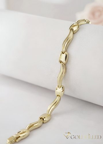 Antialergénny pozlátený náramok „Goldfilled“, dĺžka 19 cm a šírka 7 mm, farba 14K