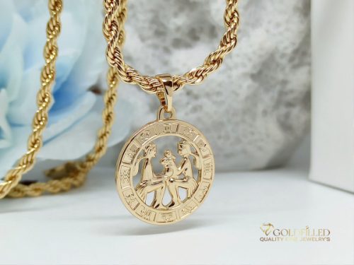 Antialergický náhrdelník Goldfilled 55cm / 3mm + prívesok blíženci 18K farba