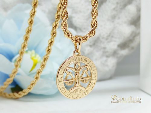 Antialergický náhrdelník Goldfilled 55cm / 3mm + prívesok váhy 18K farba
