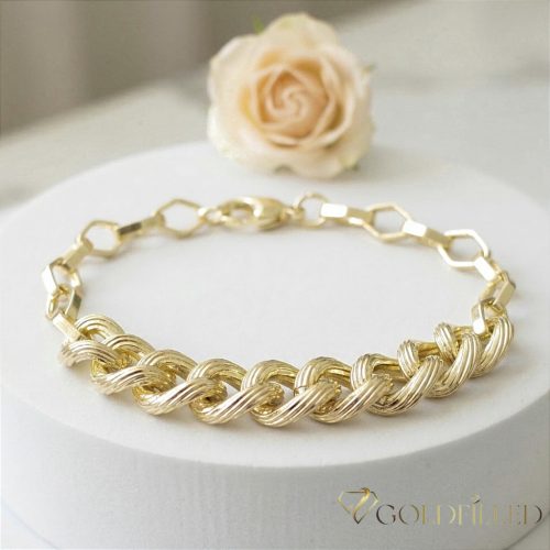 Antialergénny pozlátený náramok „Goldfilled“, dĺžka 19 cm a šírka 7-10 mm, farba 14K