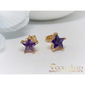   Goldfilled Antialergenní  Náušnice na západku s fialovým kameňom 9mm 18K farba	