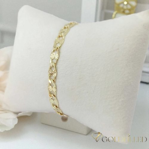 Antialergénny pozlátený náramok „Goldfilled“, dĺžka 17 cm a šírka 5,5 mm, farba 14K