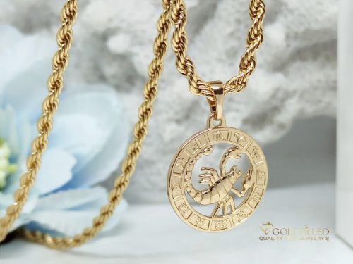 Antialergický náhrdelník Goldfilled 55cm / 3mm + prívesok škorpión 18K farba