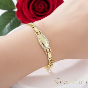   Antialergénny pozlátený náramok „Goldfilled“, dĺžka 18cm a šírka 4-8 mm, farba 14K