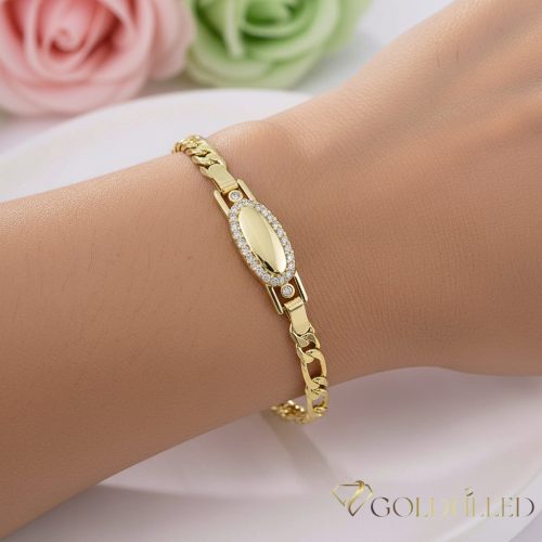 Antialergénny pozlátený náramok „Goldfilled“, dĺžka 18cm a šírka 4-8 mm, farba 14K