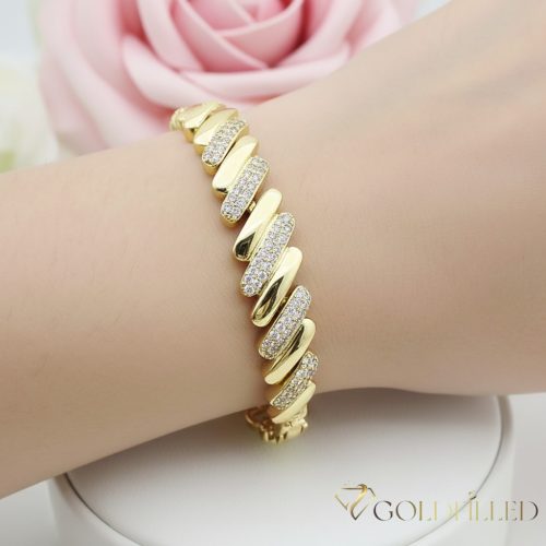 Antialergénny pozlátený náramok „Goldfilled“, dĺžka 19cm a šírka 10 mm, farba 14K