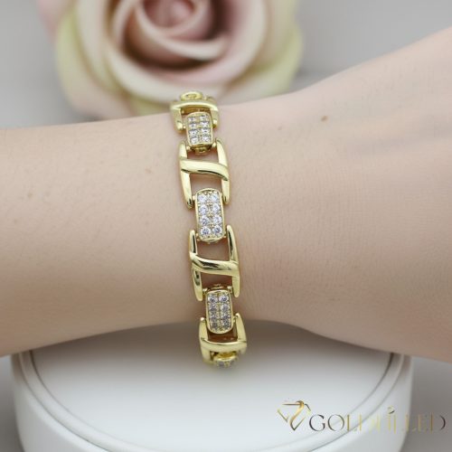 Antialergénny pozlátený náramok „Goldfilled“, dĺžka 19 cm a šírka 9 mm, farba 14K