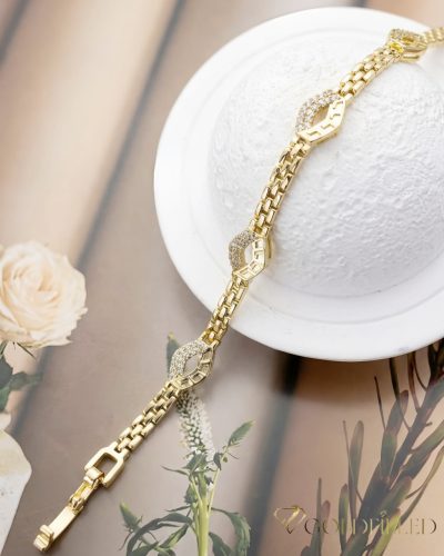 Antialergénny pozlátený náramok „Goldfilled“, dĺžka 17 cm a šírka 4-8 mm, farba 14K