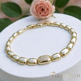   Antialergénny pozlátený náramok „Goldfilled“, dĺžka 19 cm a šírka 9 mm, farba 14K