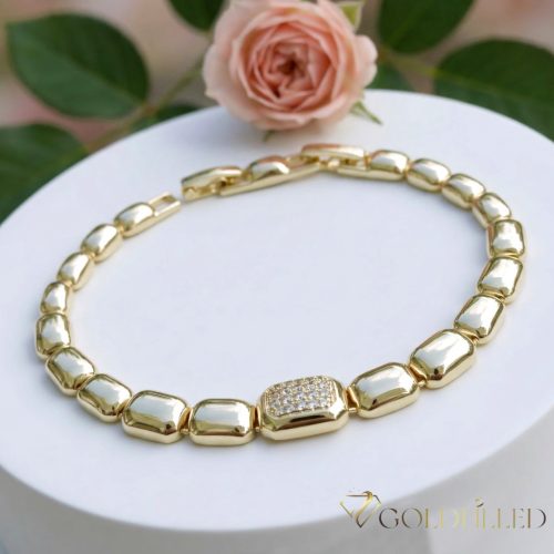 Antialergénny pozlátený náramok „Goldfilled“, dĺžka 19 cm a šírka 9 mm, farba 14K
