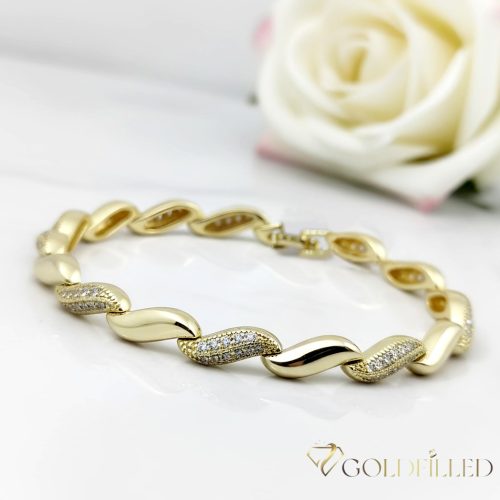 Antialergénny pozlátený náramok „Goldfilled“, dĺžka 19 cm a šírka 5 mm, farba 14K