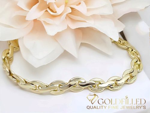 Antialergénny pozlátený náramok „Goldfilled“, dĺžka 21 cm a šírka 8 mm, farba 14K