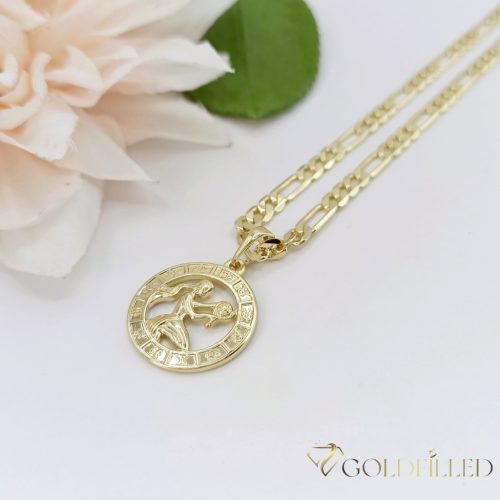 Antialergický náhrdelník Goldfilled 45cm / 4mm + prívesok panna 14K farba