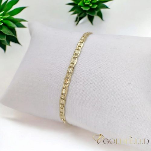 Exkluzívny antialergický pozlátený náramok „Goldfilled“, 17 cm dlhý a 4 mm šírka, 14K farba