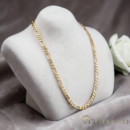 Antialergický pozlátený "Figaro" náhrdelník „Goldfilled“, vo viacerých veľkostiach a 3,5 mm  hrubý, 14K farba