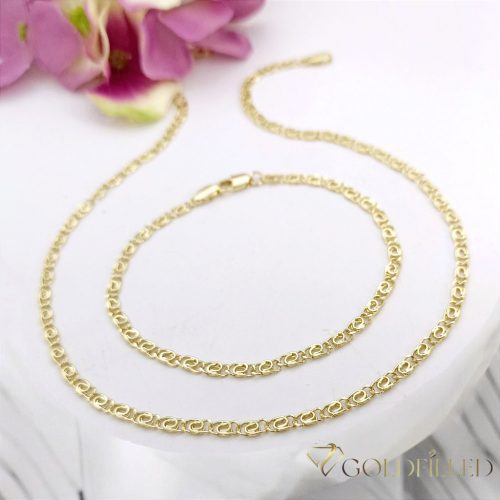 Antialergénny Goldfilled náhrdelník 50cm/3,2mmmm + náramok 19cm, farba 14K