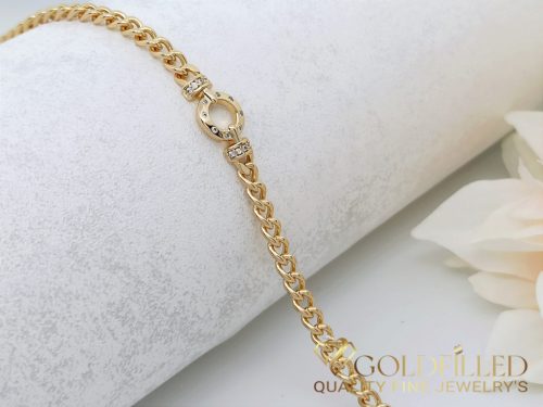 Antialergénny pozlátený náramok „Goldfilled“, dĺžka 16,5 cm a šírka 3-8 mm, farba 18K