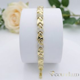   Antialergénny pozlátený náramok „Goldfilled“, dĺžka 19 cm a šírka 8 mm, farba 14K